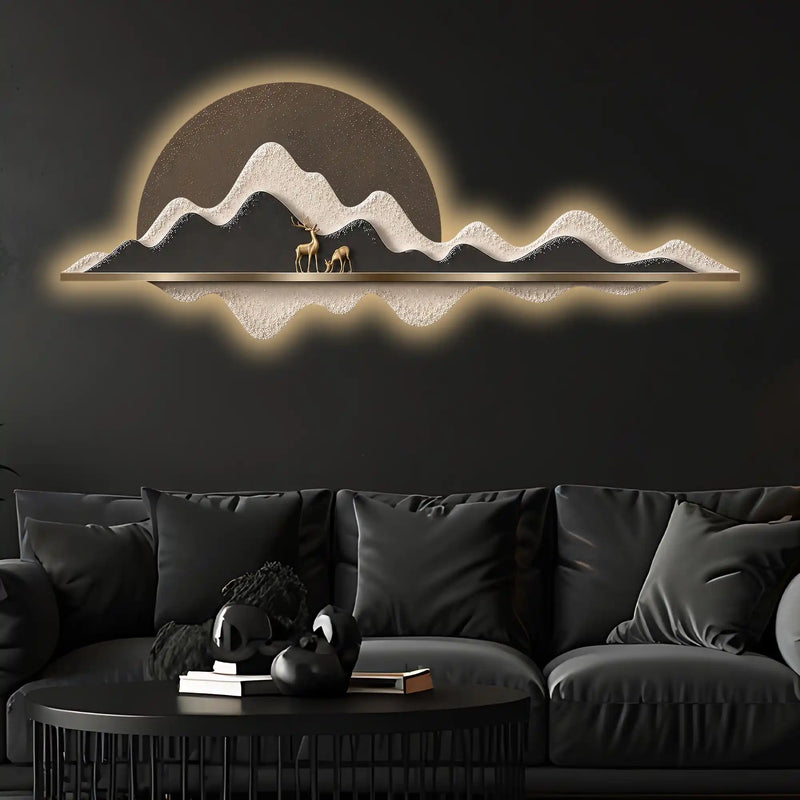 Elegant Deer Valley Premium Crystal Glass Backlit LED Painting