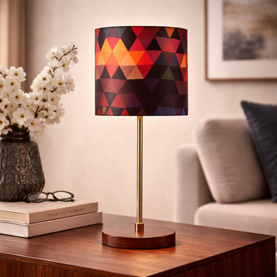 Elegant Designer Printed Cylindrical Shaped Table Lamp