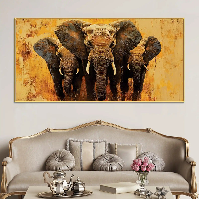 Elegant Elephant Canvas Wall Painting for Home Décor