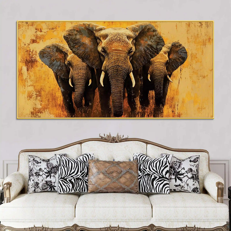Elegant Elephant Canvas Wall Painting for Home Decor