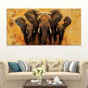 Elegant Elephant Canvas Wall Painting for Home Decor