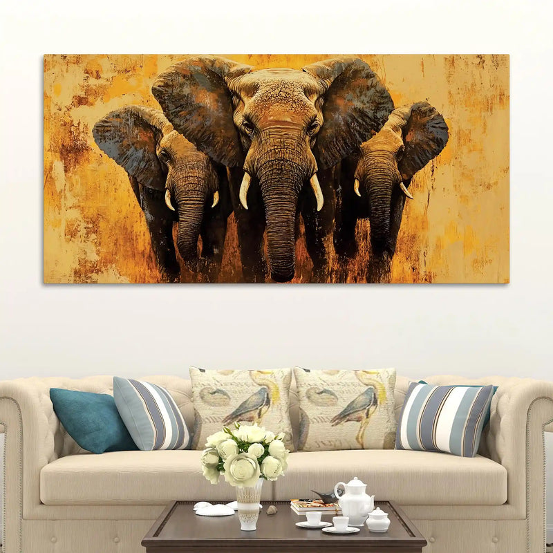 Elegant Elephant Canvas Wall Painting for Home Decor