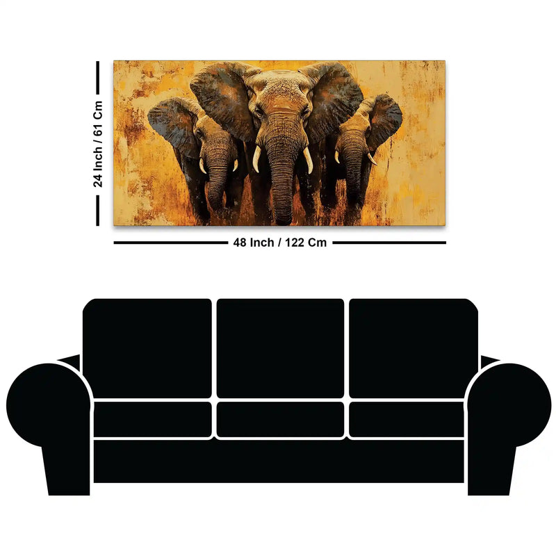 Elegant Elephant Canvas Wall Painting for Home Decor