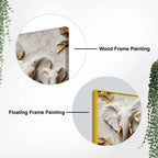 Elegant Elephant Family with Golden Leaves 3D Canvas Wall Painting