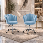 Elegant Emerald Blue Accent Chair with Adjustable Height