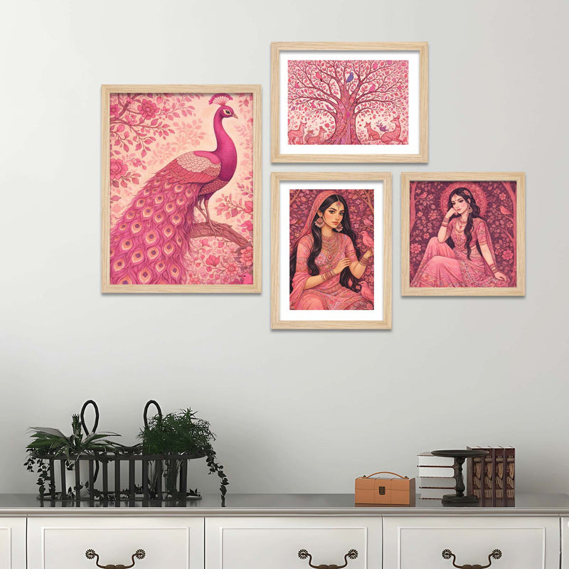 Elegant Feminine Ethnic Wall Frame Set of Four