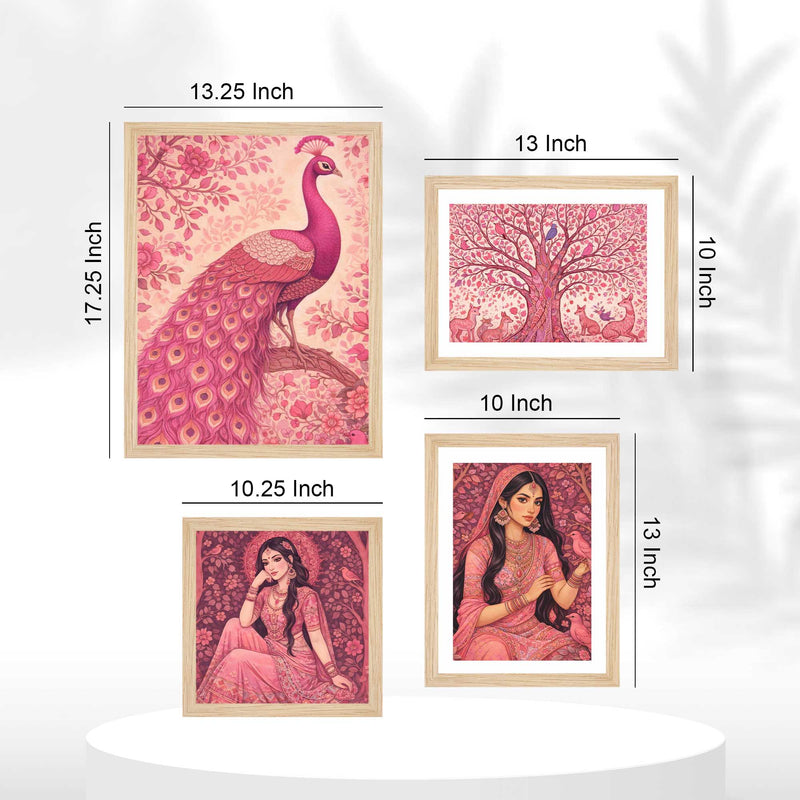 Elegant Feminine Ethnic Wall Frame Set of Four