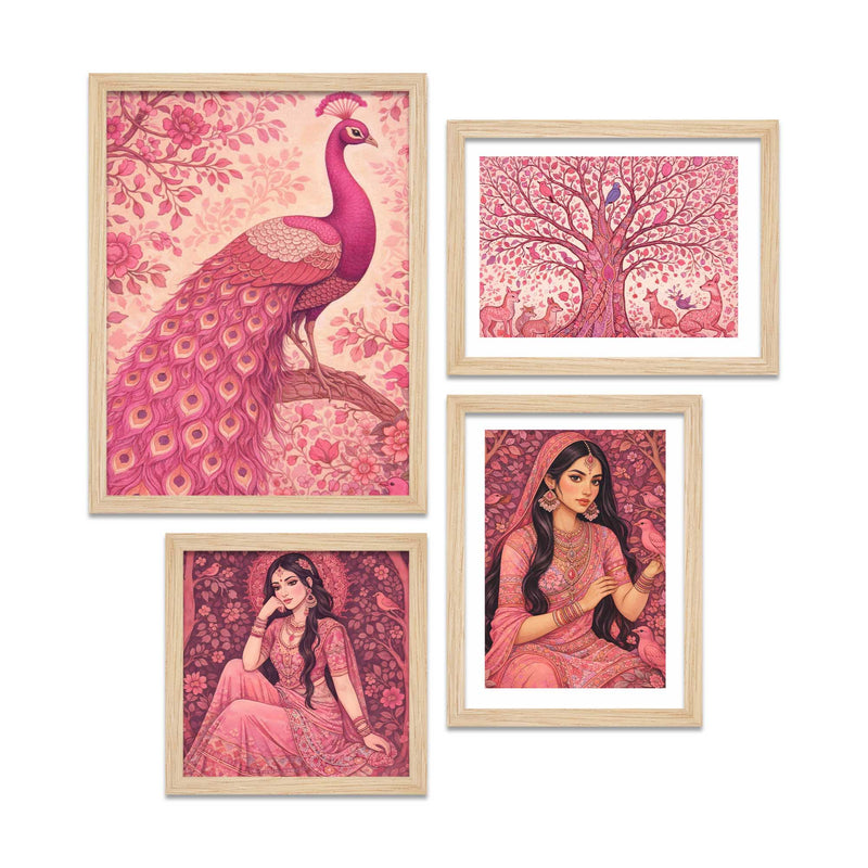 Elegant Feminine Ethnic Wall Frame Set of Four