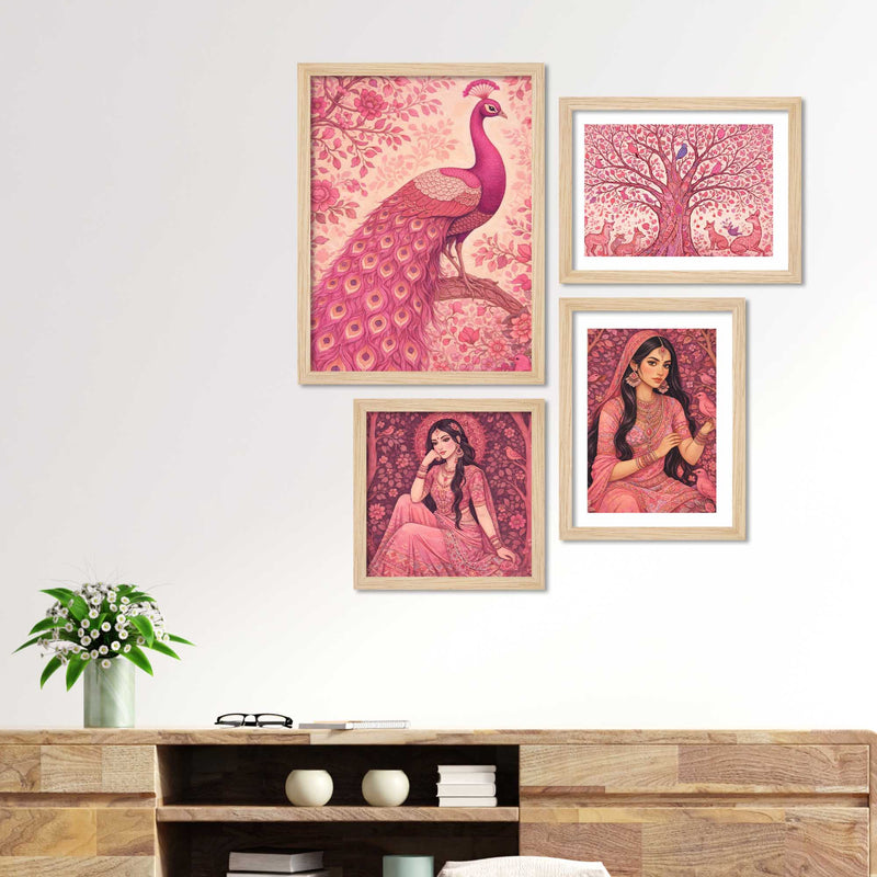 Elegant Feminine Ethnic Wall Frame Set of Four