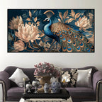 Elegant Floral Abstract Peacock Canvas Painting for Home