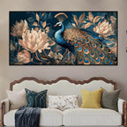 Elegant Floral Abstract Peacock Canvas Painting for Home