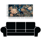 Elegant Floral Abstract Peacock Canvas Painting for Home