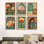 Elegant Floral Blossom Wall Frame Set of Six for Home