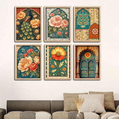 Elegant Floral Blossom Wall Frame Set of Six for Home