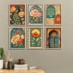 Elegant Floral Blossom Wall Frame Set of Six for Home