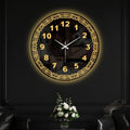 Elegant Floral Frame LED Mirror Wall Clock with Golden Backlight