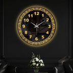 Elegant Floral Frame LED Mirror Wall Clock with Golden Backlight