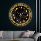Elegant Floral Frame LED Mirror Wall Clock with Golden Backlight