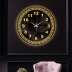 Elegant Floral Frame LED Mirror Wall Clock with Golden Backlight