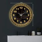 Elegant Floral Frame LED Mirror Wall Clock with Golden Backlight