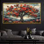 Elegant Floral Tree Crystal Glass Painting for Living Room