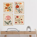 Elegant Floral Wall Art Frame Set of 4 for Modern Homes