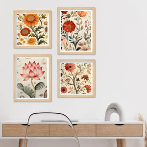 Elegant Floral Wall Art Frame Set of 4 for Modern Homes