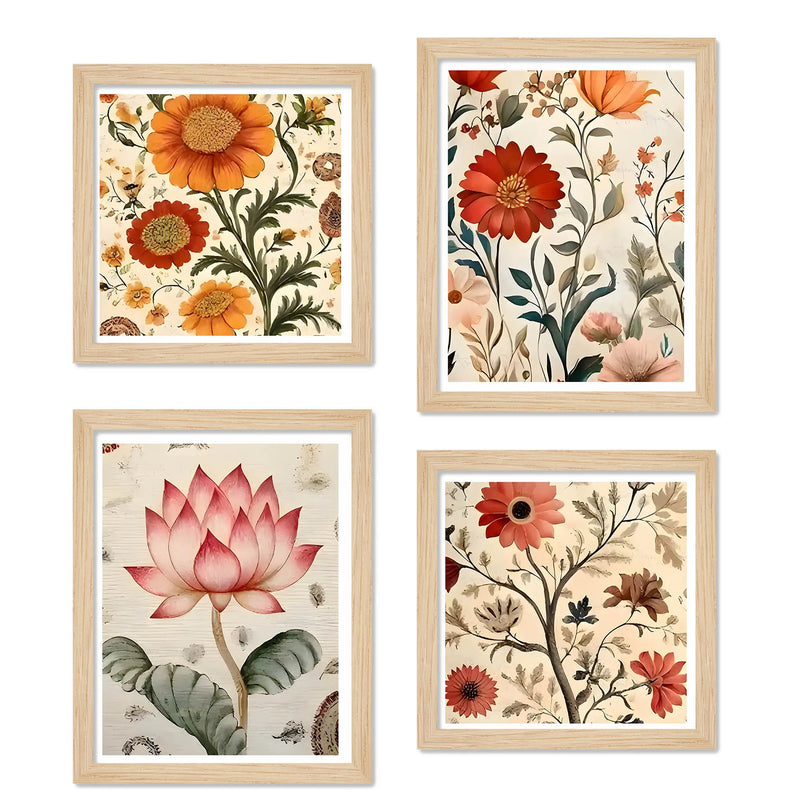 Elegant Floral Wall Art Frame Set of 4 for Modern Homes