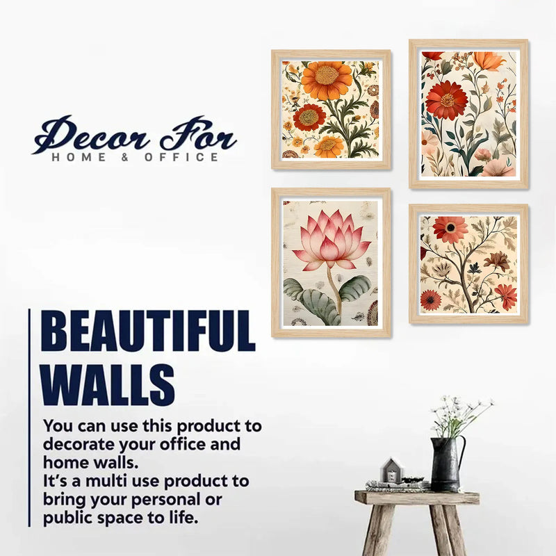 Elegant Floral Wall Art Frame Set of 4 for Modern Homes