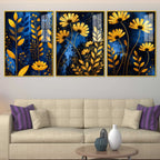 Elegant Flower Floating Acrylic Wall Painting Set of 3