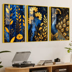 Elegant Flower Floating Acrylic Wall Painting Set of 3