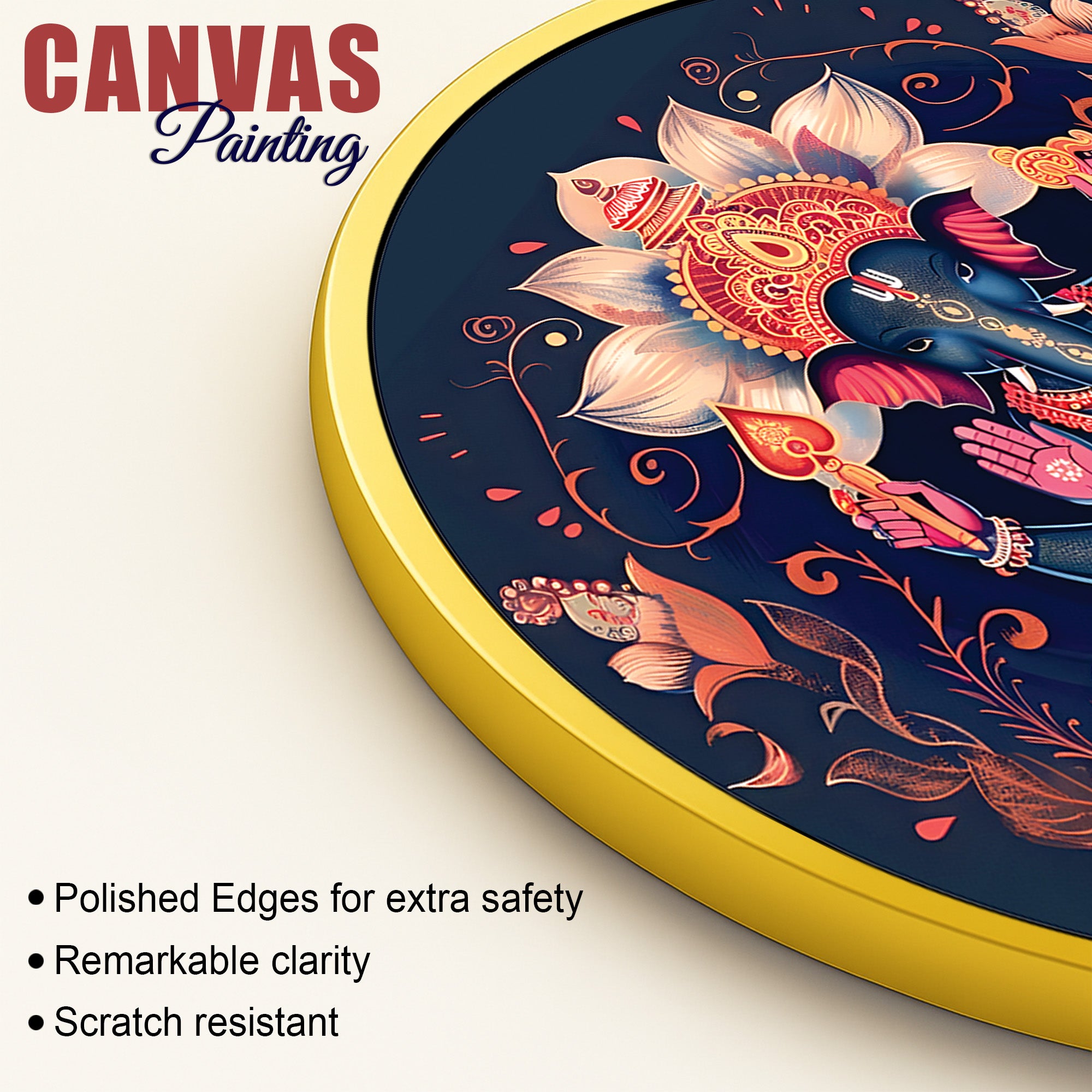 Elegant Ganesh Ji Round Canvas Painting