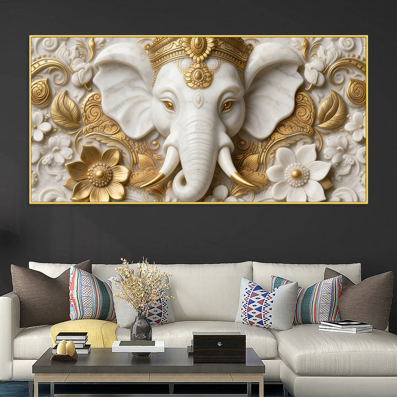 Elegant Ganesha Portrait 3D Canvas Wall Painting