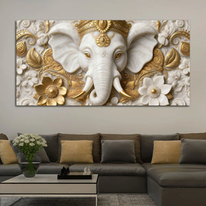 Elegant Ganesha Portrait 3D Canvas Wall Painting