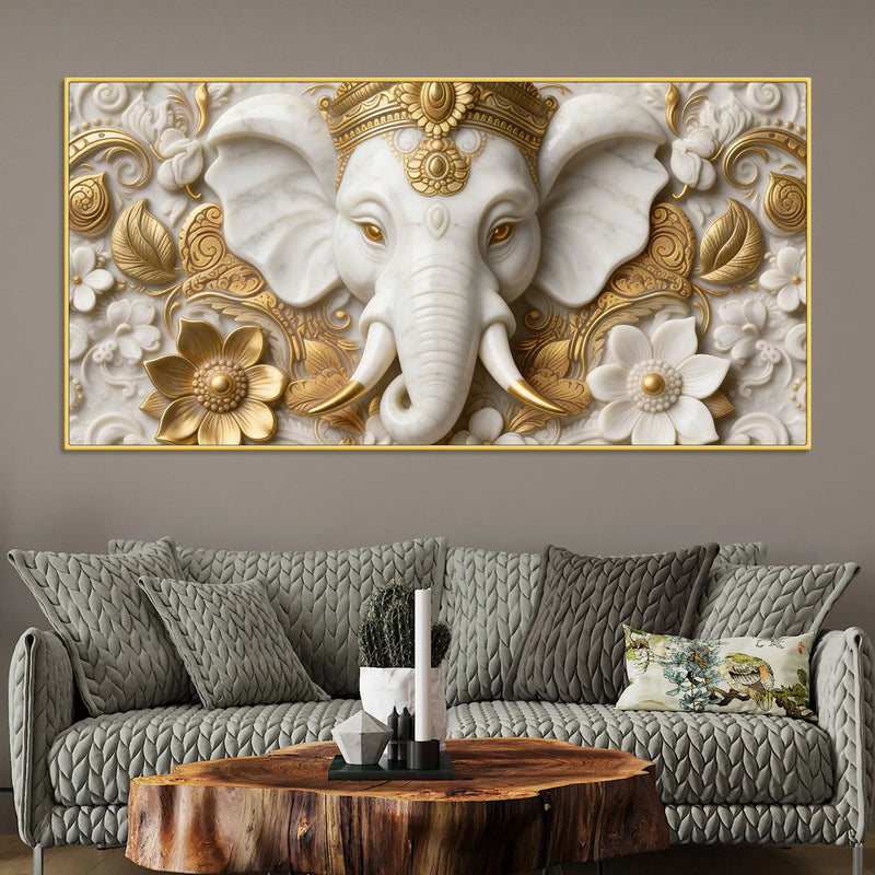 Elegant Ganesha Portrait 3D Canvas Wall Painting