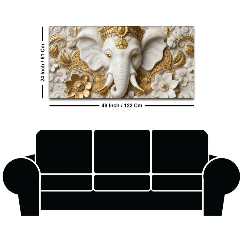 Elegant Ganesha Portrait 3D Canvas Wall Painting