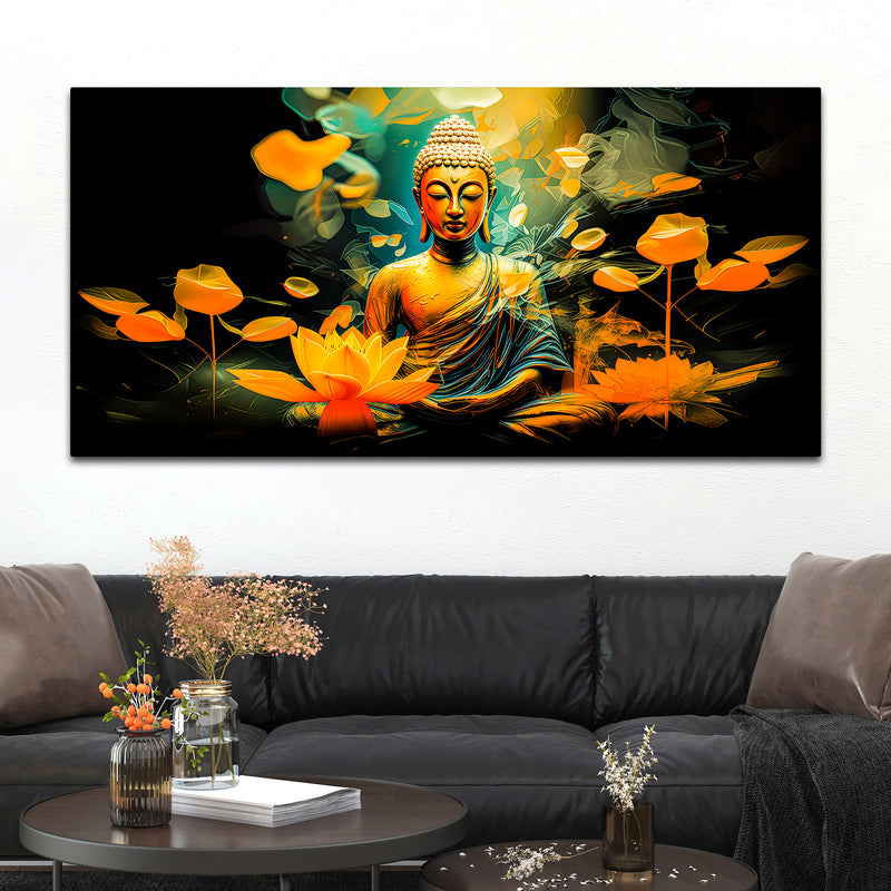 Elegant Gautam Buddha Canvas Wall Painting for Peaceful Home Decor