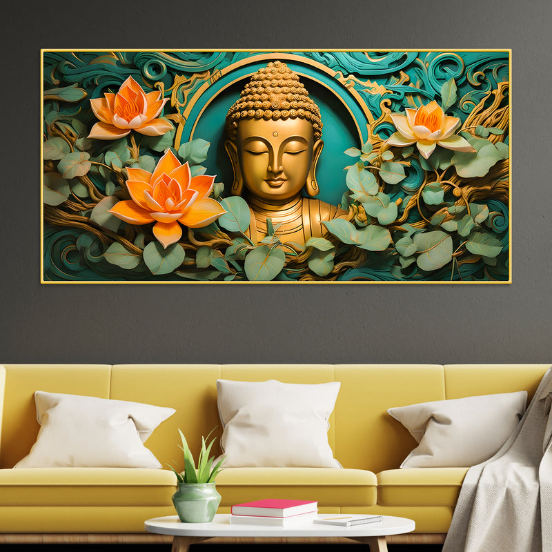 Elegant Gautam Buddha Wall Décor Painting for Modern Living Room Décor