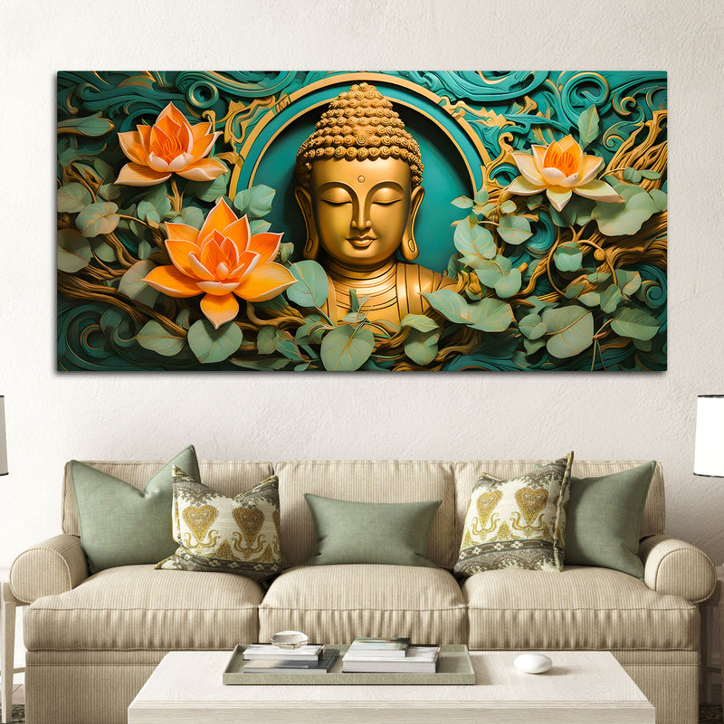 Elegant Gautam Buddha Wall Décor Painting for Modern Living Room Décor