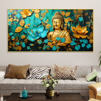 elegant-gautam-buddha-wall-painting-with-floral-nature-background