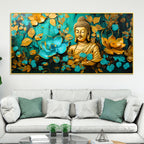 Elegant Gautam Buddha Wall Painting with Floral Nature Background
