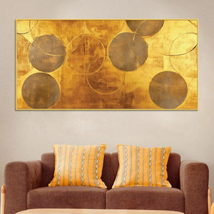 Elegant Gold Abstract Circle Canvas Wall Painting for Home & Office