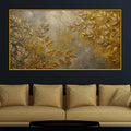 Elegant Gold Leaf Floating Frame Crystal Wall Art Painting