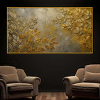 Elegant Gold Leaf Floating Frame Crystal Wall Art Painting