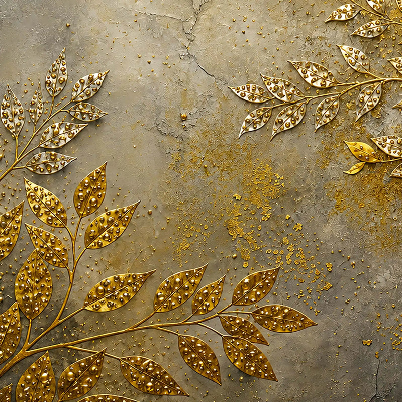Elegant Gold Leaf Floating Frame Crystal Wall Art Painting