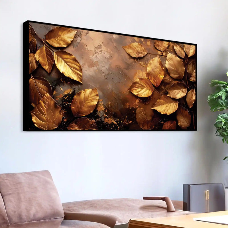 Elegant Gold Leaf Wall Art Canvas Painting for Luxury Décor