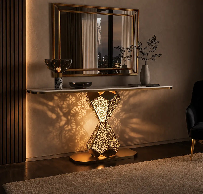 elegant-gold-led-console-table-with-smooth-white-marble-top