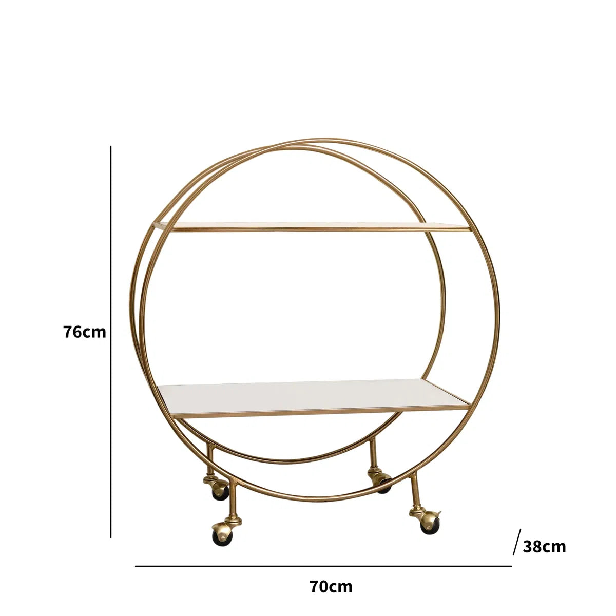 Elegant Gold & Marble Round Bar Cart Drinks Trolley