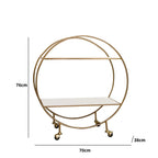 Elegant Gold & Marble Round Bar Cart Drinks Trolley