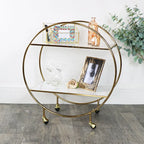 Elegant Gold & Marble Round Bar Cart Drinks Trolley